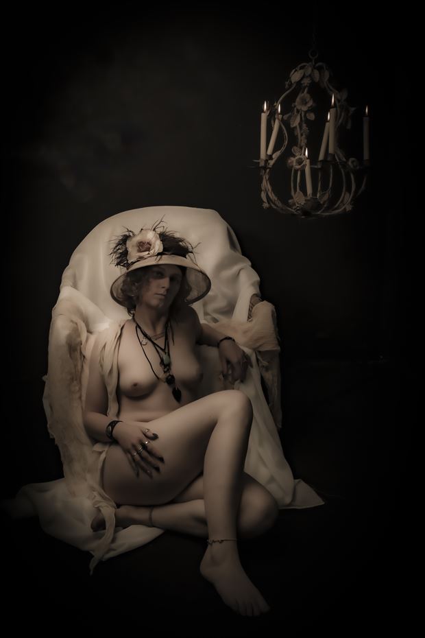 bonnet seated artistic nude photo by photographer dj foto artist