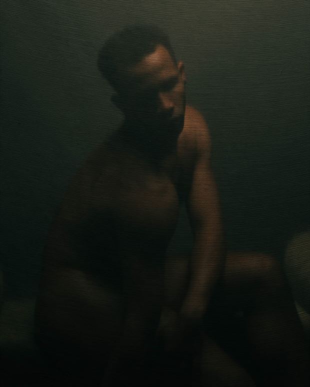 brandon behind a black sheer artistic nude photo by photographer david clifton strawn