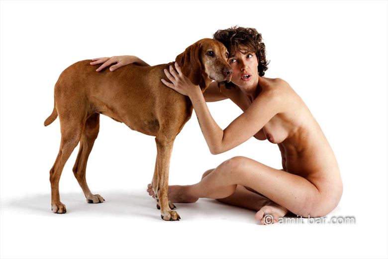 brown dog artistic nude photo by photographer bodypainter