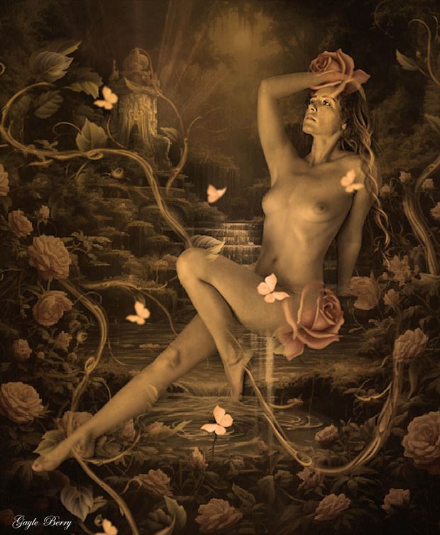 butterflies and roses artistic nude artwork by artist gayle berry