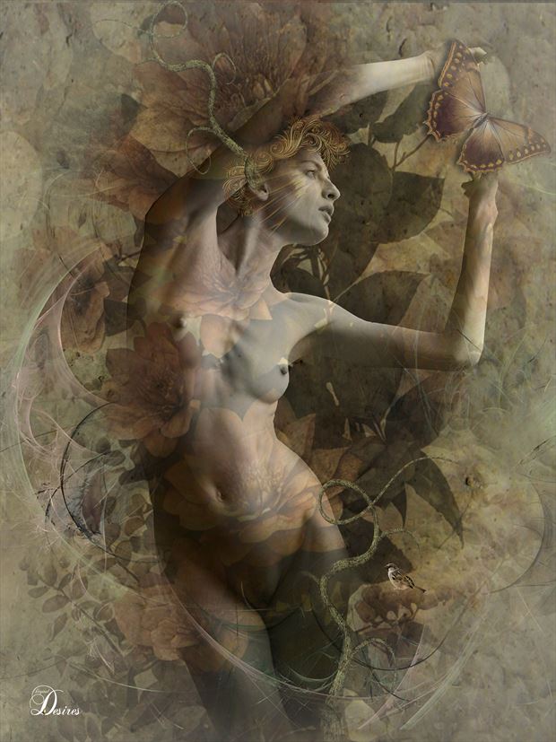 butterfly catcher artistic nude artwork by artist digital desires
