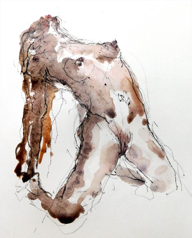 camel pose artistic nude artwork by artist roger burnett