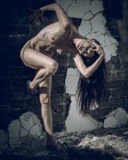cat on the wall artistic nude photo by photographer robert m bennett