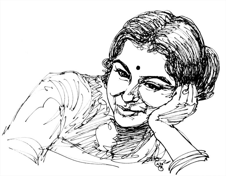 charulata smile single stroke candid artwork by artist subhankar biswas