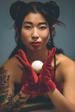 chinese beauty leaning on billiards table tattoos photo by photographer voluptuary media