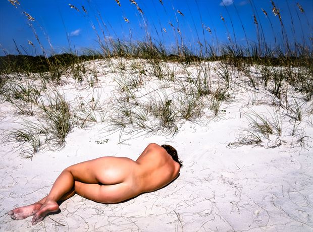 claudia on the sand beach artistic nude photo by photographer john o