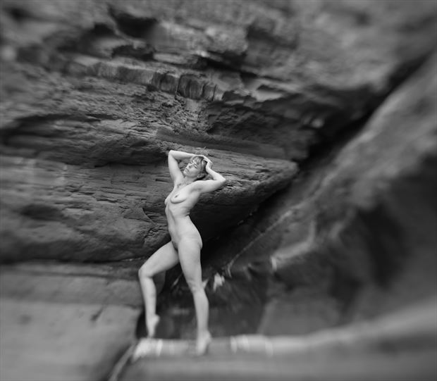 cliff edge artistic nude photo by model selkie
