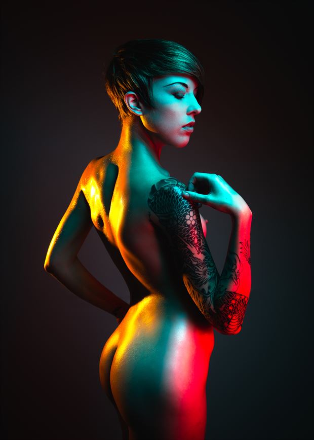 color gel artistic nude photo by model mannequin madi
