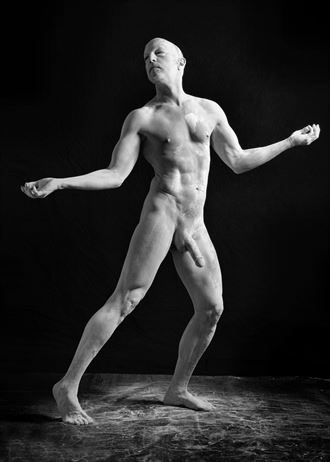 completely plastered artistic nude photo by model avid light