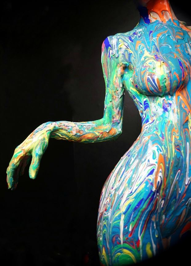 covered in acrylic artistic nude photo by model lae