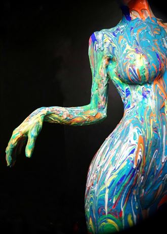 covered in acrylic artistic nude photo by model lae