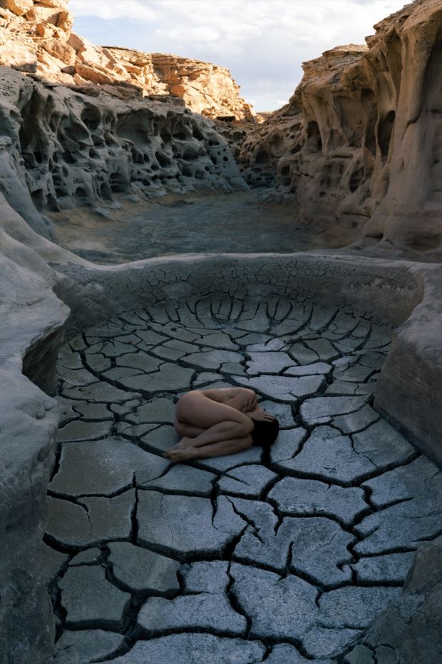cracked earth self portrait artistic nude photo by model kristy jessica