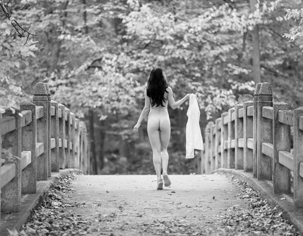 crossing bridge with perfection artistic nude photo by artist desert mirror