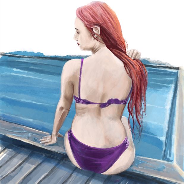 dalila poolside 1 bikini artwork by artist nick kozis