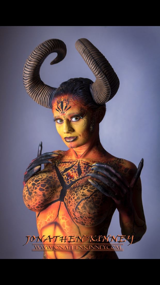 demon bodypaint shoot surreal photo by model anastasia maye 