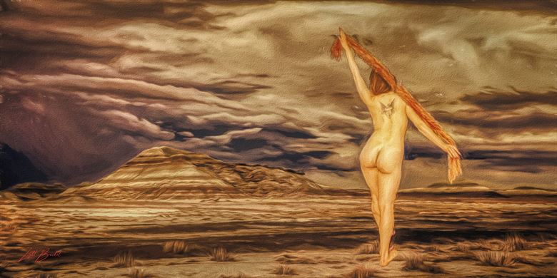 desert walk artistic nude artwork by artist charles caramella