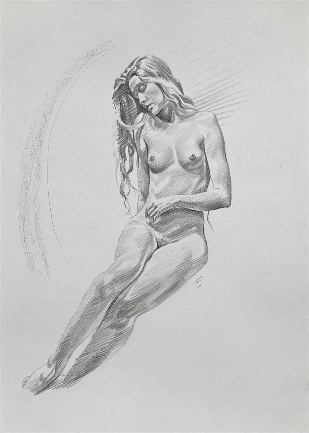 dreamy pose artistic nude artwork by artist axelsaffran