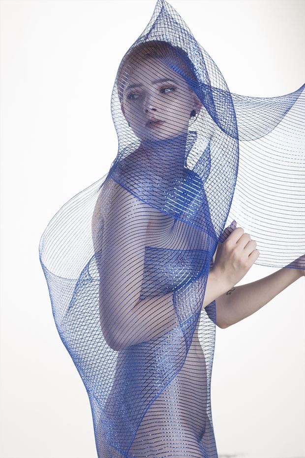 emma in blue artistic nude photo by photographer pat berrett
