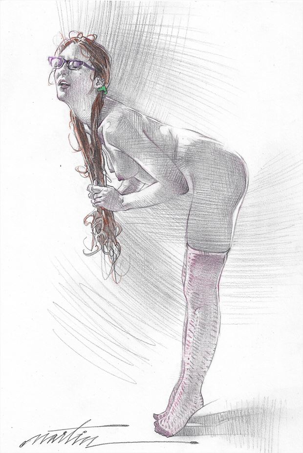 erin pigtails artistic nude artwork by artist james martin 