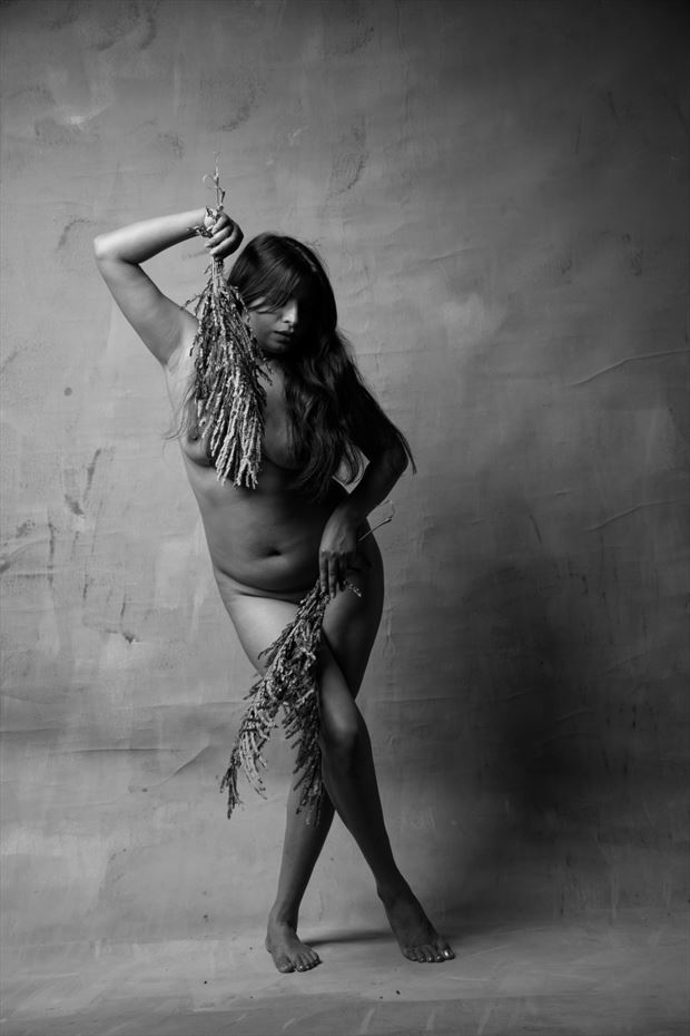 eve plating with little branches artistic nude photo by photographer inder gopal