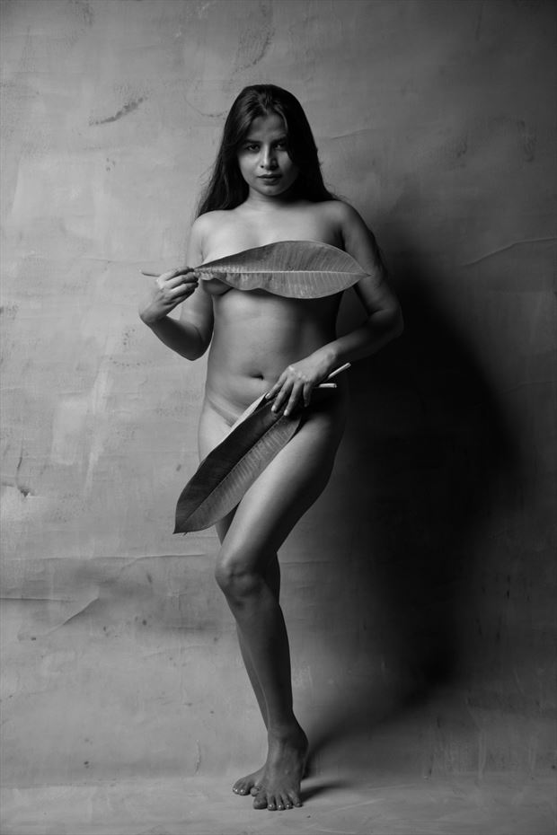 eve with leaves cover artistic nude photo by photographer inder gopal