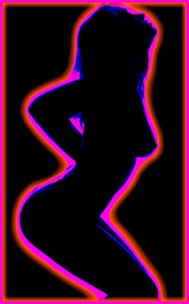 excited in neon artistic nude artwork by photographer imageguy