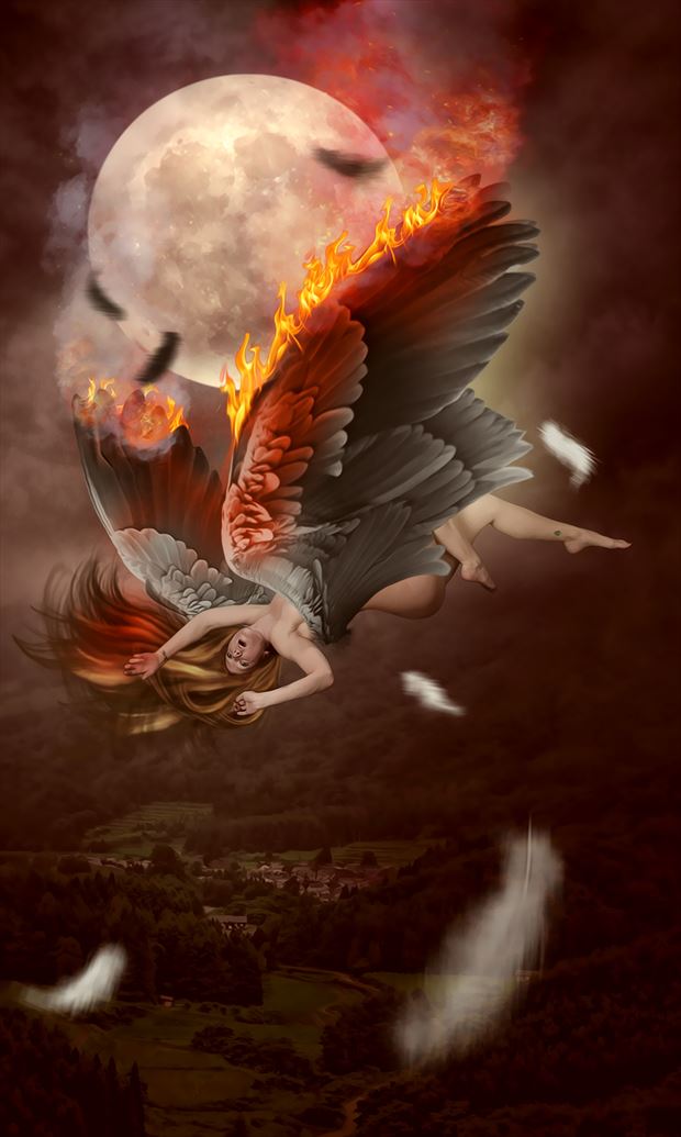 falling angel fantasy artwork by artist karinclaessonart