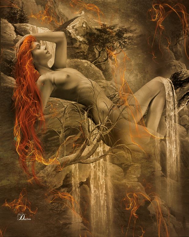falls of fire artistic nude artwork by artist digital desires