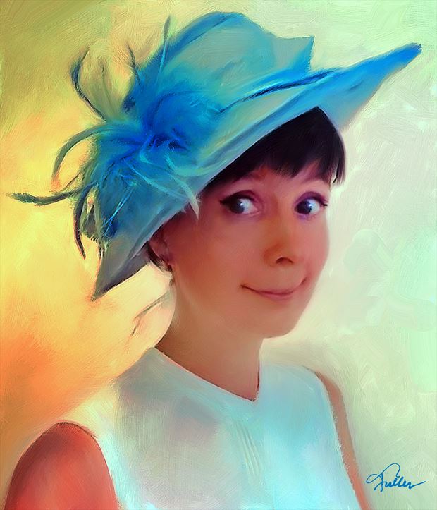 fancy blue hat digital artwork by artist van evan fuller