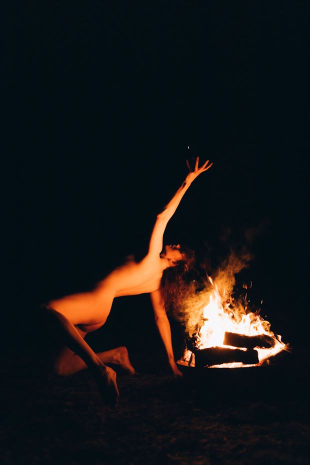 fire ritual artistic nude photo by model icelandic selkie