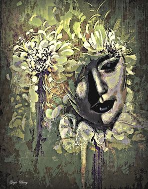 floral clown fantasy artwork by artist gayle berry
