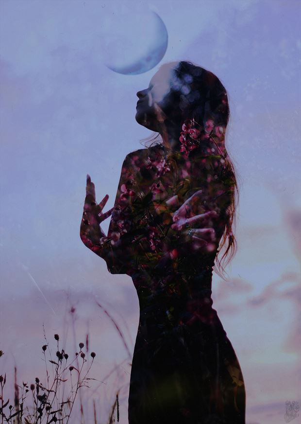floral moon surreal photo by photographer natalie ina