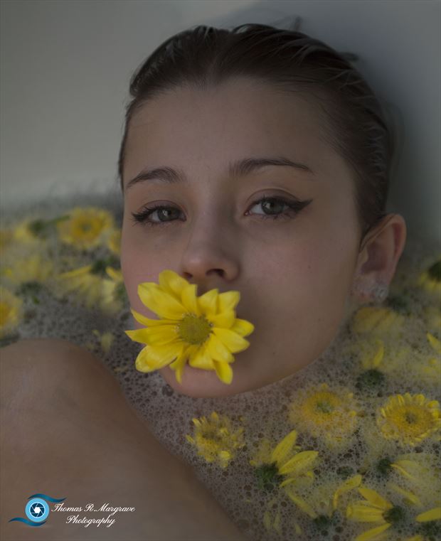 flower on her mouth artistic nude photo by photographer thomas margrave