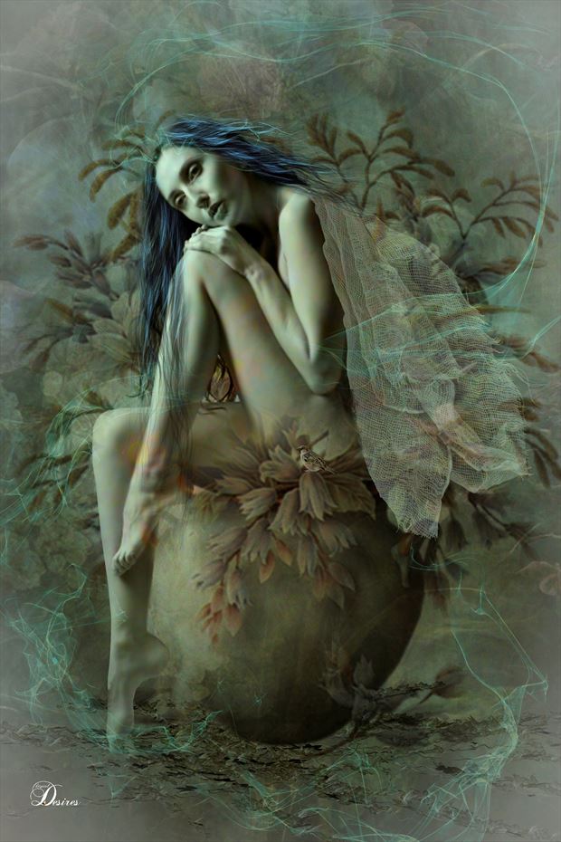 flower pot fairy artistic nude artwork by artist digital desires