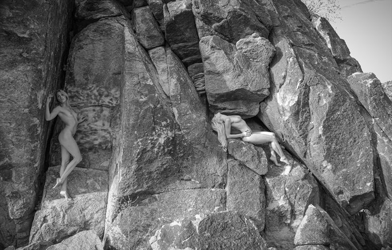 friends on the rocks artistic nude photo by photographer bob j
