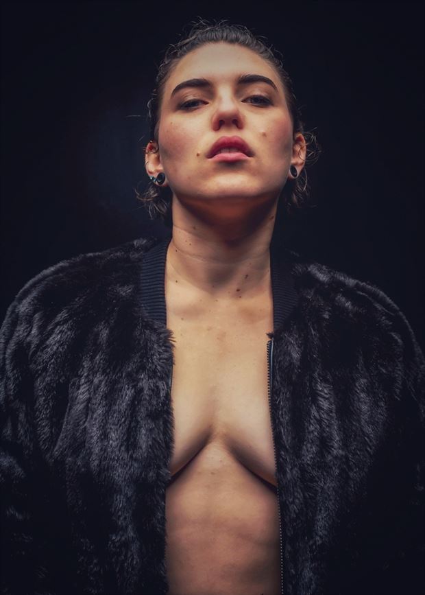 fur coat sensual photo by model megg bel