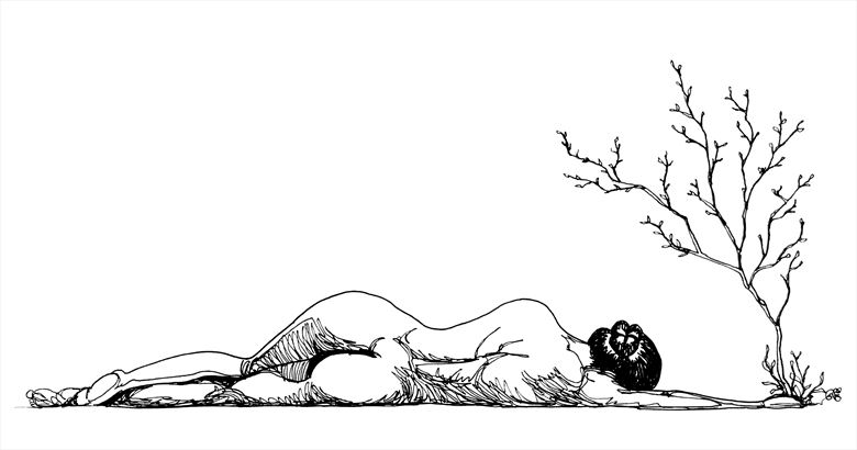 gaia rests single line artistic nude artwork by artist subhankar biswas