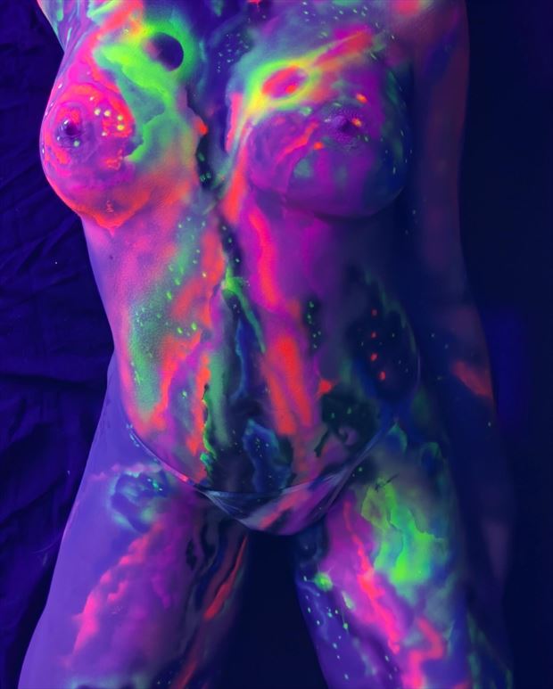 galactic rift blacklight body paint artistic nude artwork by photographer gunsmokephoto
