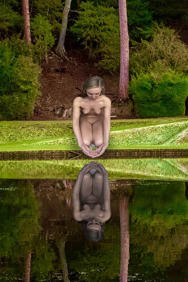 gazing into the mirror pool artistic nude photo by photographer barleyfields