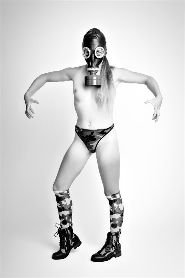girl in a gas mask artistic nude photo by photographer imageguy