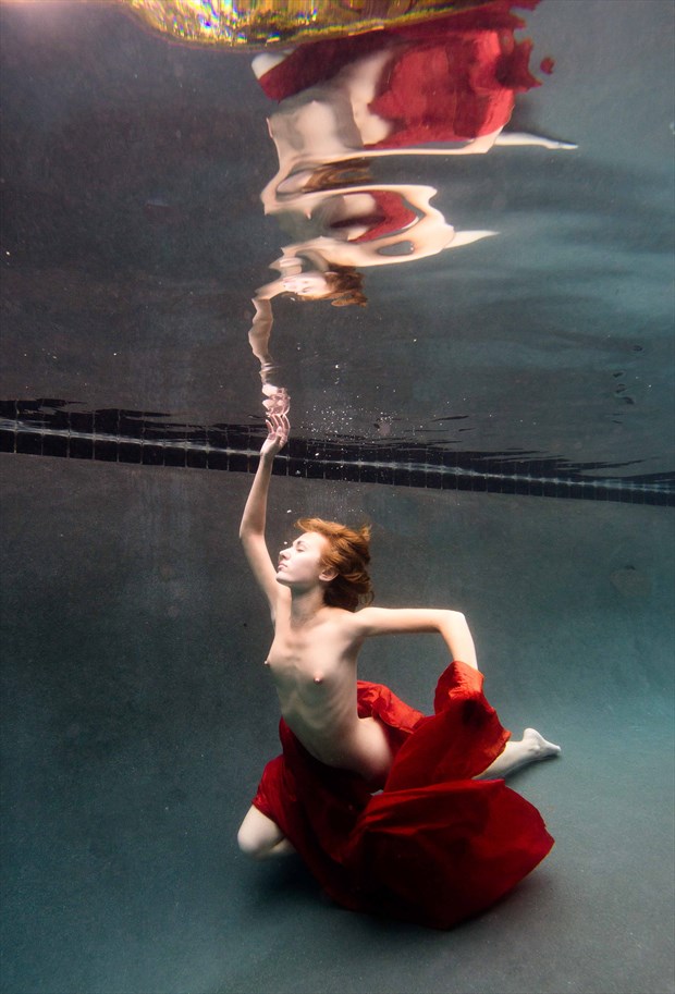 girl n the pool with red fabric Artistic Nude Photo by Photographer KHolmes