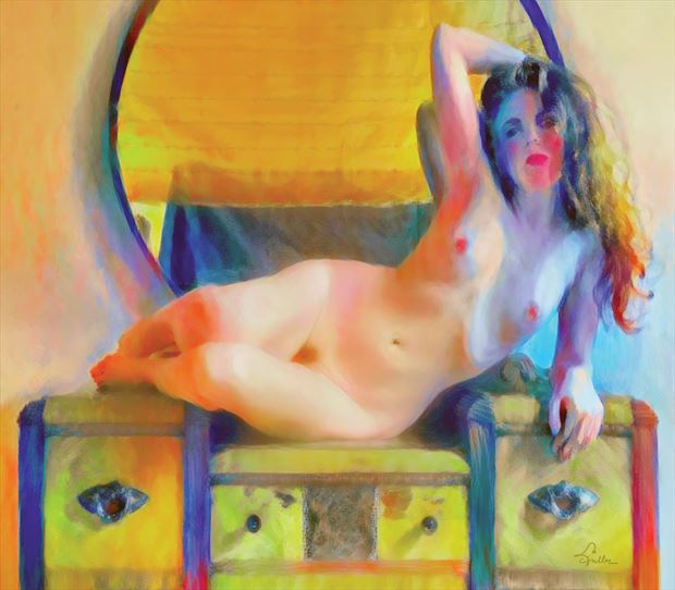 girl on the furniture artistic nude artwork by artist van evan fuller