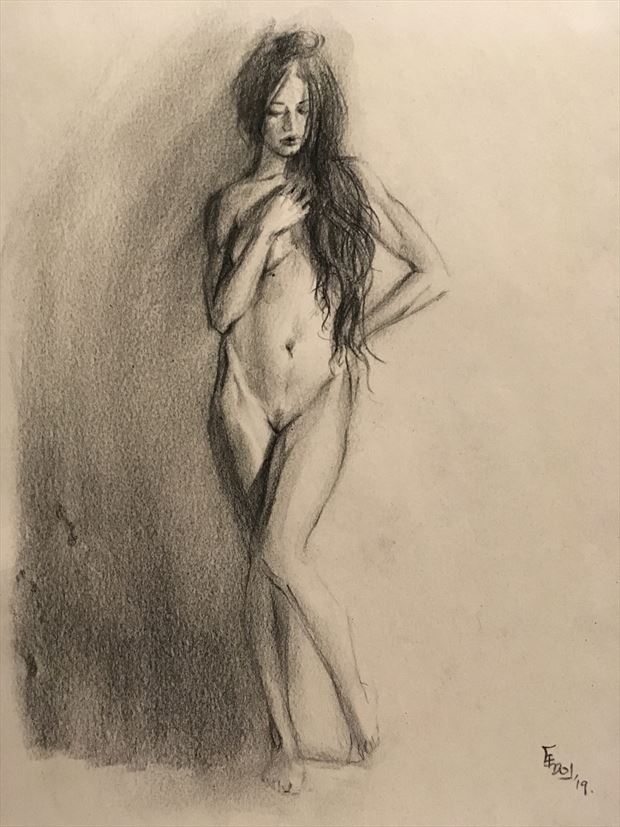 girl standing artistic nude artwork by artist edoism