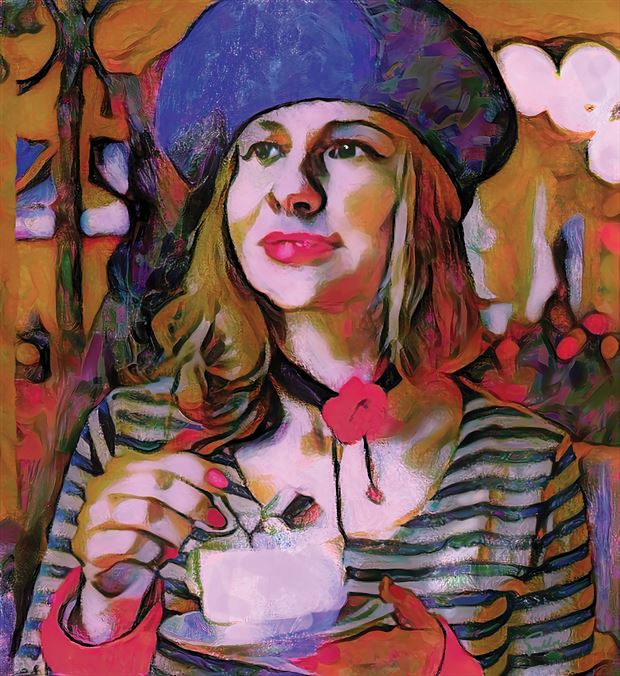 girl with coffee cosplay artwork by artist van evan fuller
