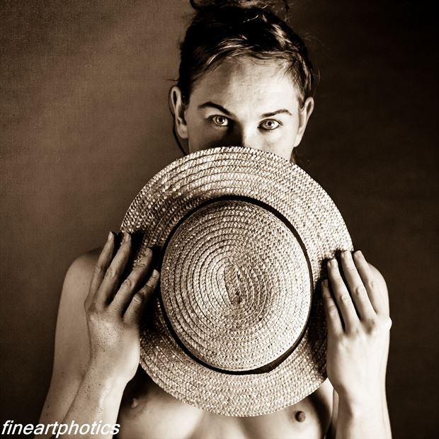 girl with hat artistic nude artwork by photographer fine art photics