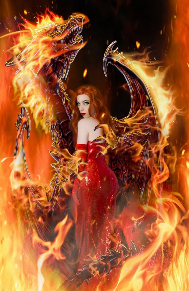 goddess of fire cosplay artwork by model jadevamp1986