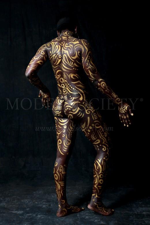 gold artistic nude artwork by artist bodyart j d%C3%BCsterwald