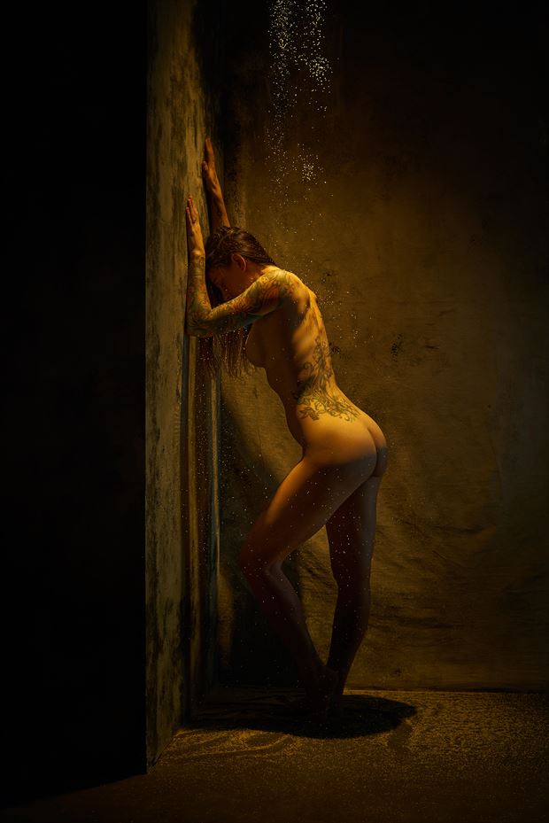 gold rain artistic nude artwork by photographer dystopix photo