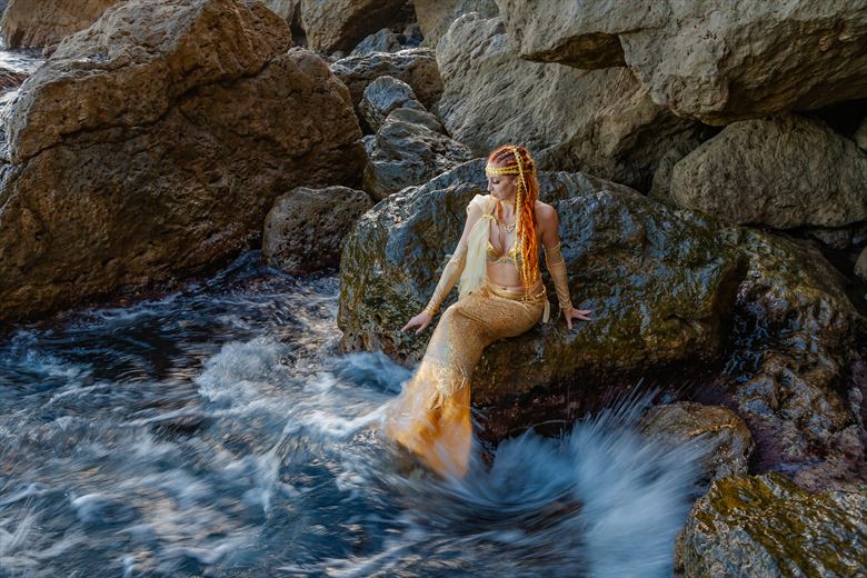 golden mermaid nature artwork by photographer gino m%C3%BCnnich