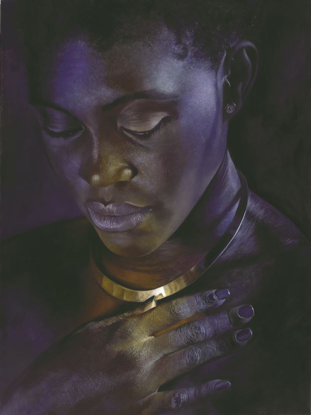 golden necklace portrait artwork by artist pettheif